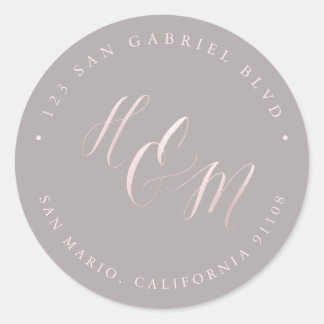 Roze Calligrafie Ampersand DIY Monogram Ronde Sticker