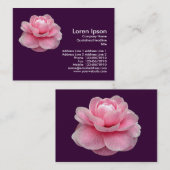 Roze Camelia - Donker Paars Visitekaartje (Voorkant / Achterkant)