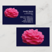 Roze Camelia - Navy Blue Visitekaartje (Voorkant / Achterkant)