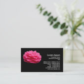Roze Camelia - zwart Visitekaartje (Staand voorkant)