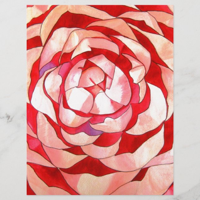 Roze Camellia abstract kunstschilderij (Voorkant)
