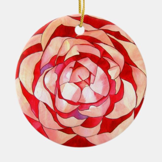 Roze Camellia abstract kunstschilderij Keramisch Ornament (Voorkant)
