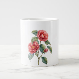 Roze Camellia Botanische Kunstmok  Extra Grote Beker