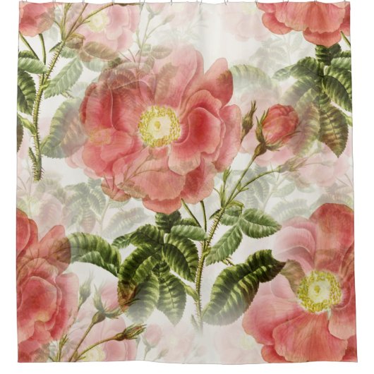 Roze Camellia Floral Pattern Douchegordijn (Voorkant)