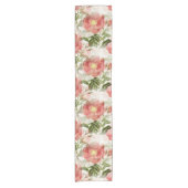 Roze Camellia Floral Pattern Korte Tafelloper (Voorkant)