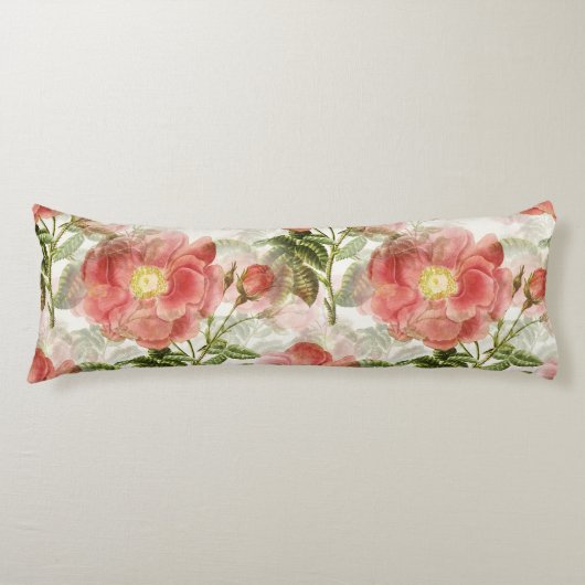 Roze Camellia Floral Pattern Lichaamskussen (Voorkant)