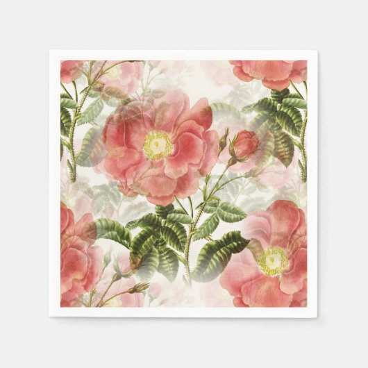 Roze Camellia Floral Pattern Servet (Voorkant)
