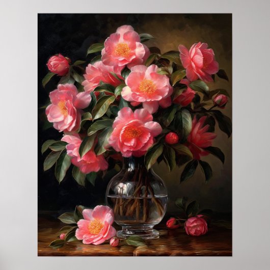 Roze Camellia Flowers Art Print Poster (Voorkant)