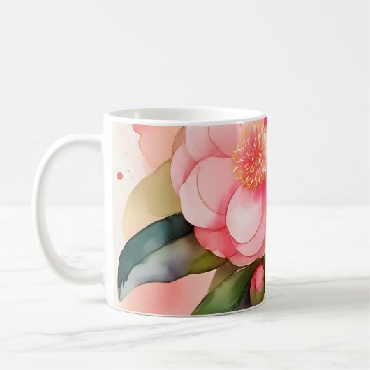Roze Camellia Flowers Koffiemok (Links)