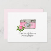  roze camera-Waterverf Briefkaart (Voorkant / Achterkant)