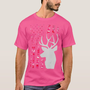 Roze Camo American Flag Camouflage Buck Hunting W T-shirt