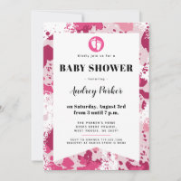 Roze Camo Baby Douche Uitnodigingen