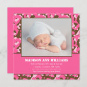 Roze Camo Baby Foto Geboorte Aankondiging (Voorkant / Achterkant)