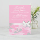 Roze Camo Baby Girl Shower Kaart (Staand voorkant)