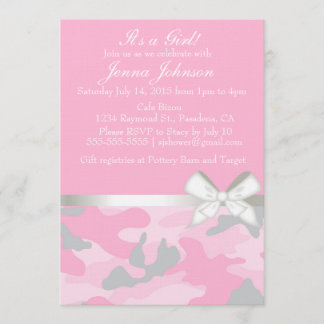 Roze Camo Baby Girl Shower Kaart