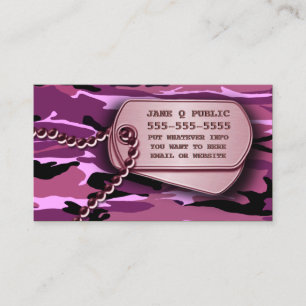 Roze Camo Dog Tags Visitekaartje