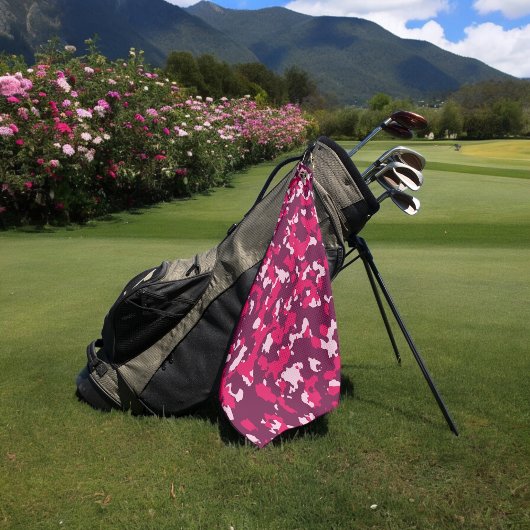 roze camo golfhanddoek