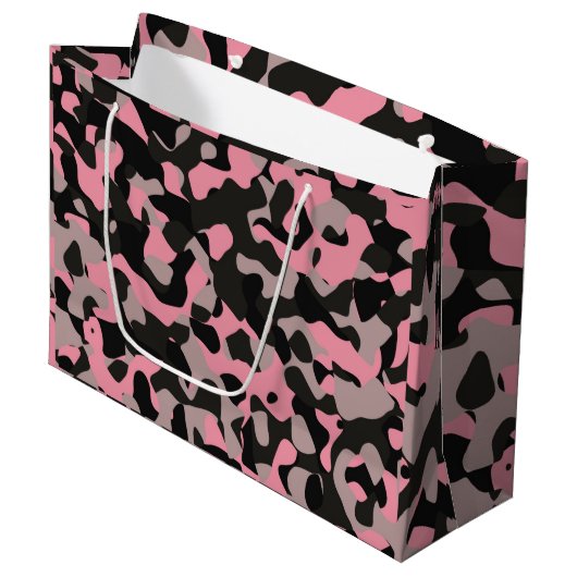 Roze Camo Groot Cadeauzakje (Voorkant Gekanteld)