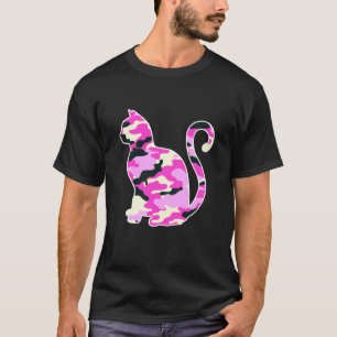 Roze Camo Kat silhouet Camouflage Vrouwen Mannen K T-shirt
