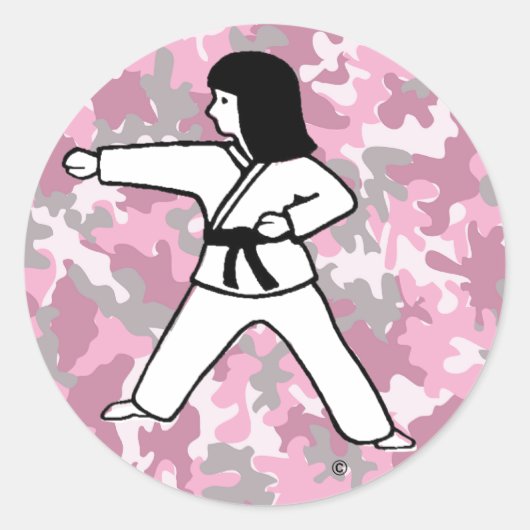 Roze Camo Martial Arts Girl Stickers (Voorkant)