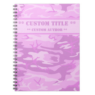Roze Camo-notebook met Titel/Author Block Notitieboek