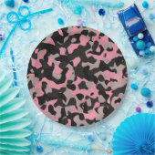 Roze Camo Papieren Bordje (Feest)