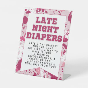 Roze Camo Party Decorations Luiers Baby shower Reclamebord Met Voetstuk