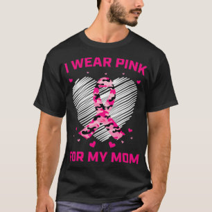 Roze Camo Ribbon Breast Cancer Awareness Mam Heart T-shirt