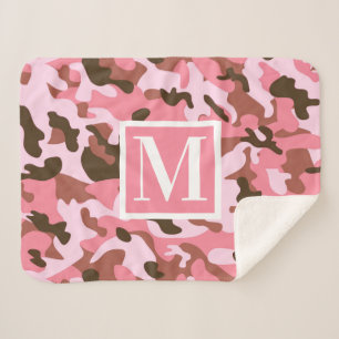 Roze Camo Sherpa Deken