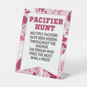 Roze Camo Verjaardagsfeestje benodigdheden Baby sh Reclamebord Met Voetstuk