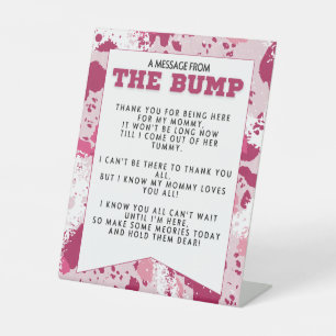 Roze Camo Verjaardagsfeestje benodigdheden Baby sh Reclamebord Met Voetstuk