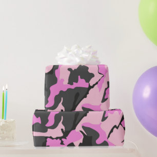 Roze Camo, Verpakkend Document Cadeaupapier