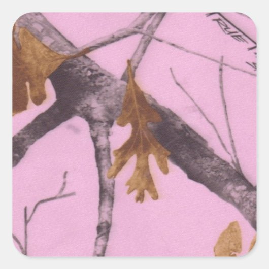 Roze Camo Vierkante Sticker (Voorkant)