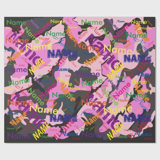 Roze Camo Voeg aangepaste omlooppapier toe Cadeaupapier (Vlak)