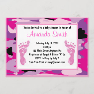 Roze Camouflage Baby Shower Invitaties Kaart