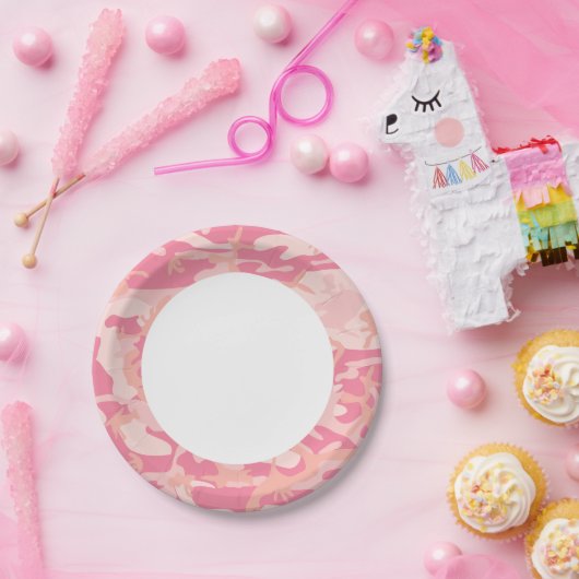 Roze Camouflage. Camo je Papieren Bordje (Feest)