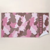 Roze Camouflage Camo Monogram Strandlaken (Voorkant)