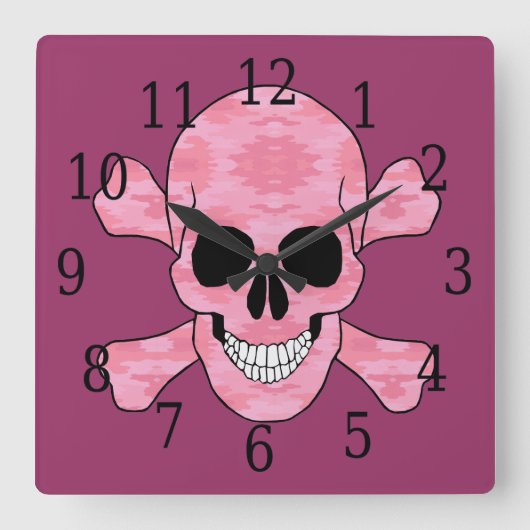 Roze Camouflage Clock Vierkante Klok (Voorkant)