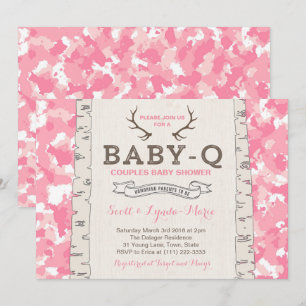 Roze Camouflage Co-ed Baby shower voor meisje Kaart
