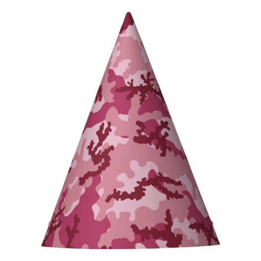 Roze camouflage feesthoedjes (Voorkant)