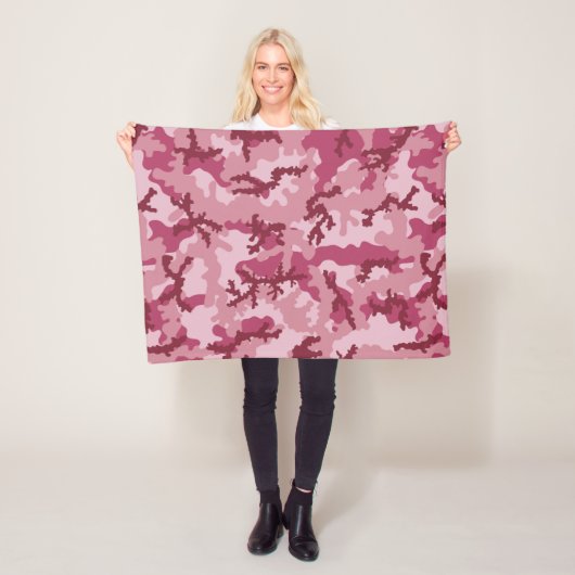Roze camouflage fleece deken (In situ)