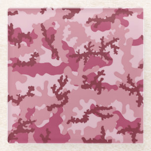 Roze camouflage glazen onderzetter