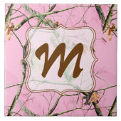 Roze Camouflage-jachtmonogram voor Camouflage Tegeltje (Voorkant)