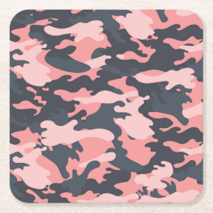Roze camouflage: Klassiek  patroon Vierkante Kartonnen Onderzetter