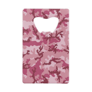 Roze camouflage kredietkaart flessenopener