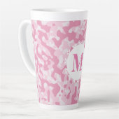 Roze Camouflage Monogram Initiaal Latte Mok (Linkerhoek)