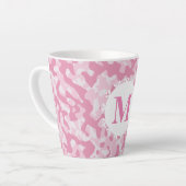 Roze Camouflage Monogram Initiaal Latte Mok (Linkerhoek)
