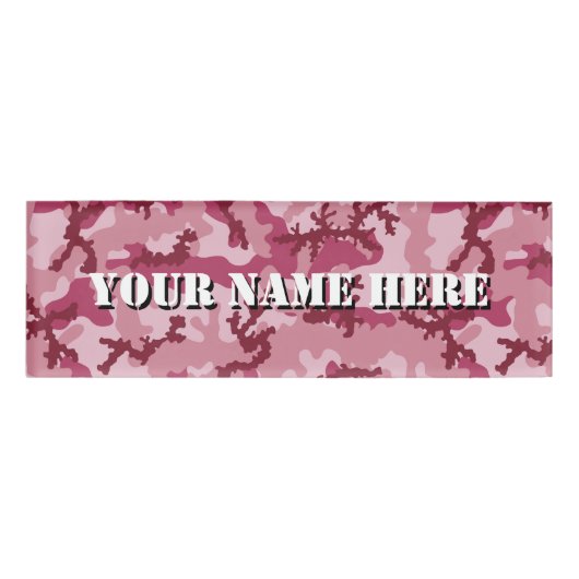 Roze camouflage naambadge (Voorkant)