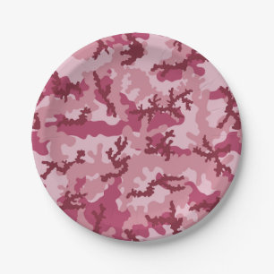 Roze camouflage papieren bordje