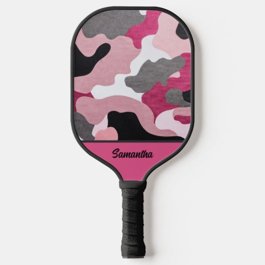 Roze Camouflage Pickleball Paddles (Voorkant)